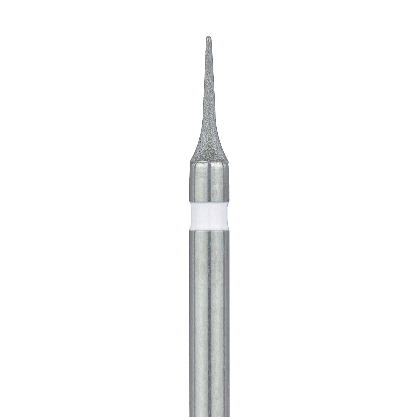 Meisinger 820U-016-FG Ultra Fine Diamond Bur, Interproximal Mosquito, Friction Grip, 1.6 mm Head Diameter, 5.0 mm Head Length, White Ring, 5/Pkg
