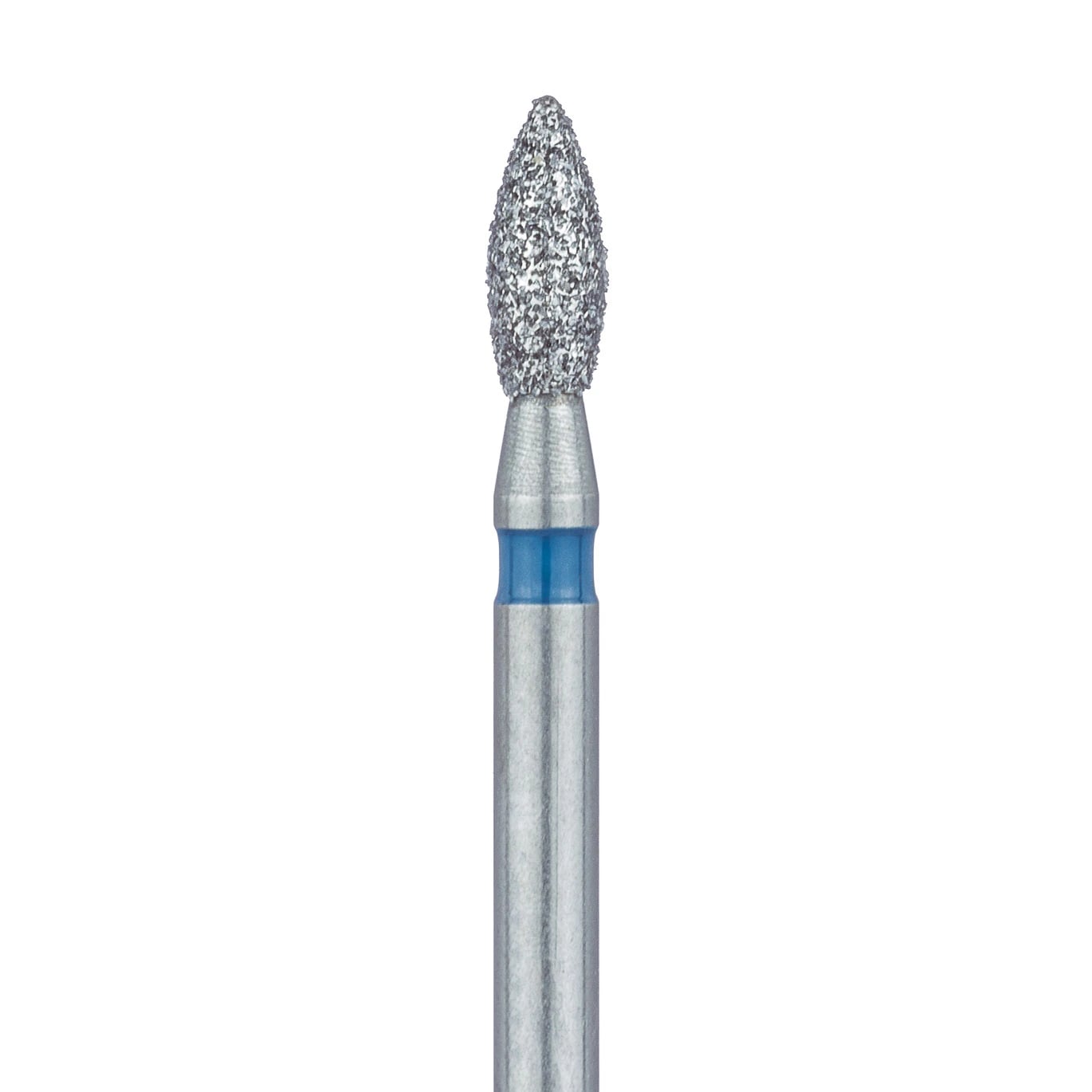 Meisinger 830-018-FG Medium Diamond Bur, Pointed Football, Friction Grip, 1.8 mm Head Diameter, 4.5 mm Working Length, Blue Ring, 5/Pack