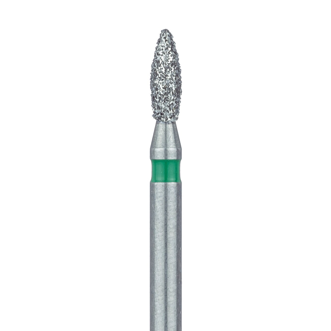 Meisinger 830G-016-FG Coarse Diamond Bur, Pointed Football, Friction Grip, 1.6 mm Head Diameter, Green Ring, 5/Pk