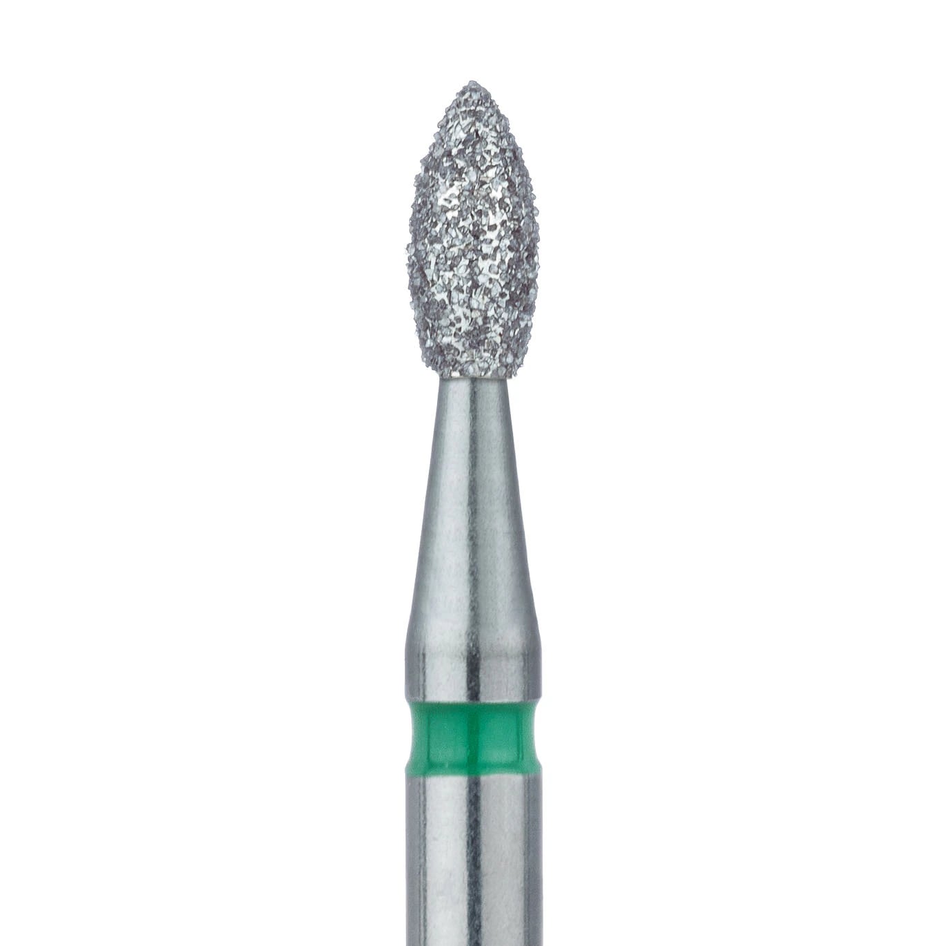 Meisinger #830G-023 Coarse Diamond Bur, Pointed Football/Egg, RA (Right Angle) Shank, 2.3 mm Diameter, Green, 5/Pack