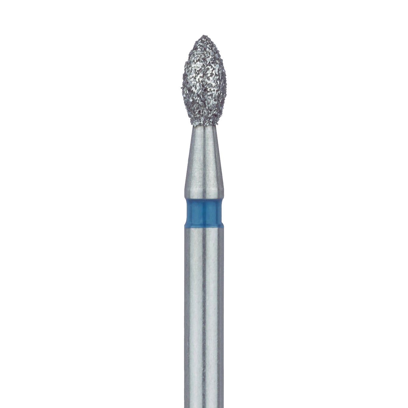 Meisinger 831-018-FG Medium Diamond Bur, Pointed Football, Friction Grip, 1.8 mm Head Diameter, Blue Ring, 5/Pk