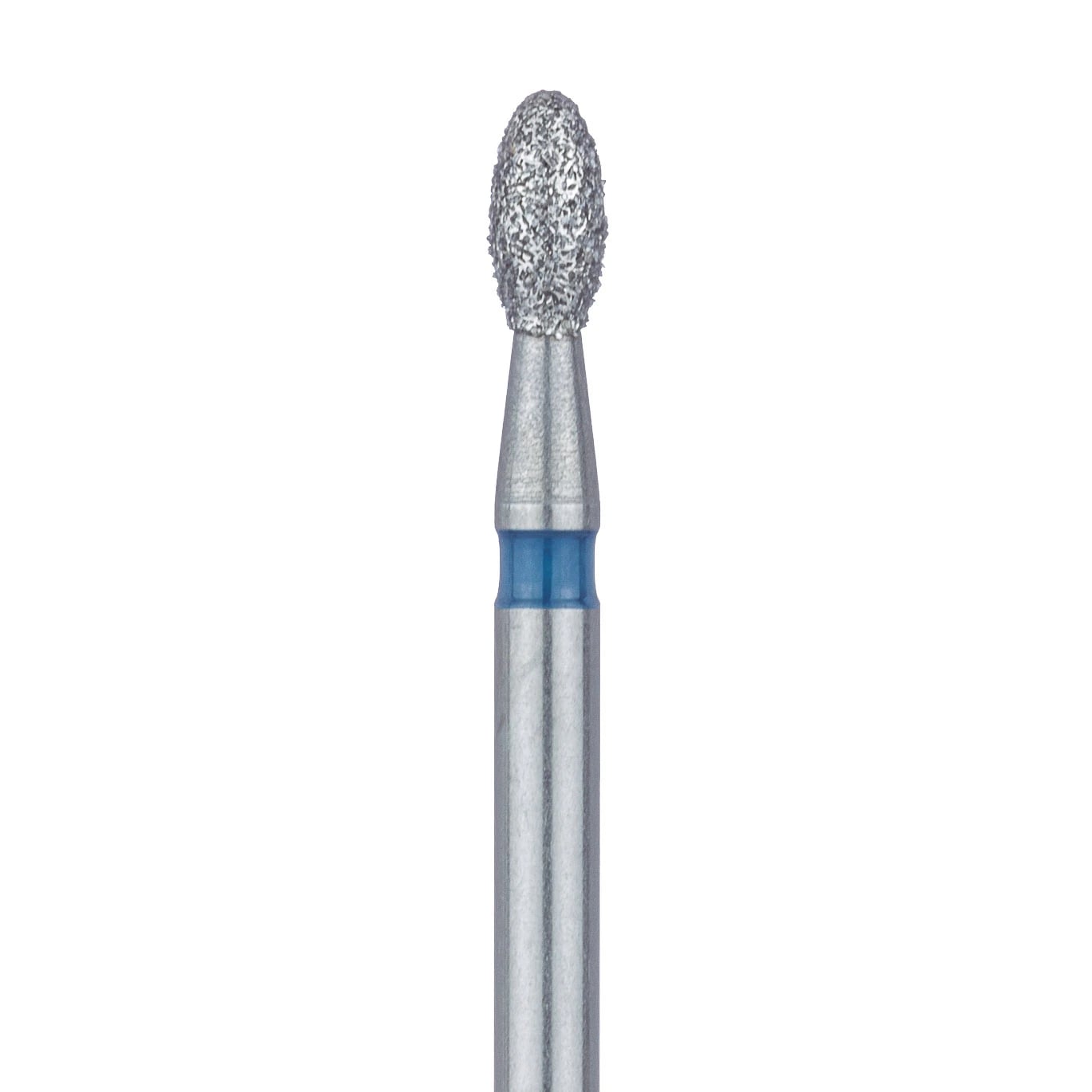 Meisinger 833-016-FG Medium Diamond Bur, Football/Egg Shape, Friction Grip, 1.6 mm Head Diameter, Blue Ring, 5/Pk