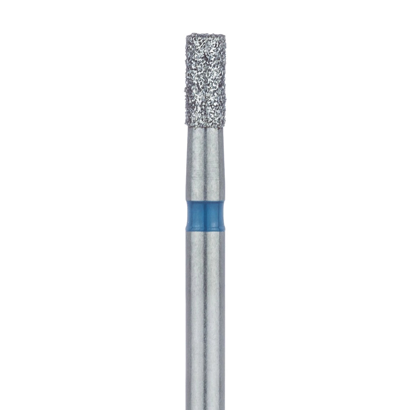 Meisinger 835-016-FG Medium Diamond Bur, Cylinder, Flat End, Friction Grip, 1.6 mm Head Diameter, 3.5 mm Head Length, Blue Ring, 5/Pk