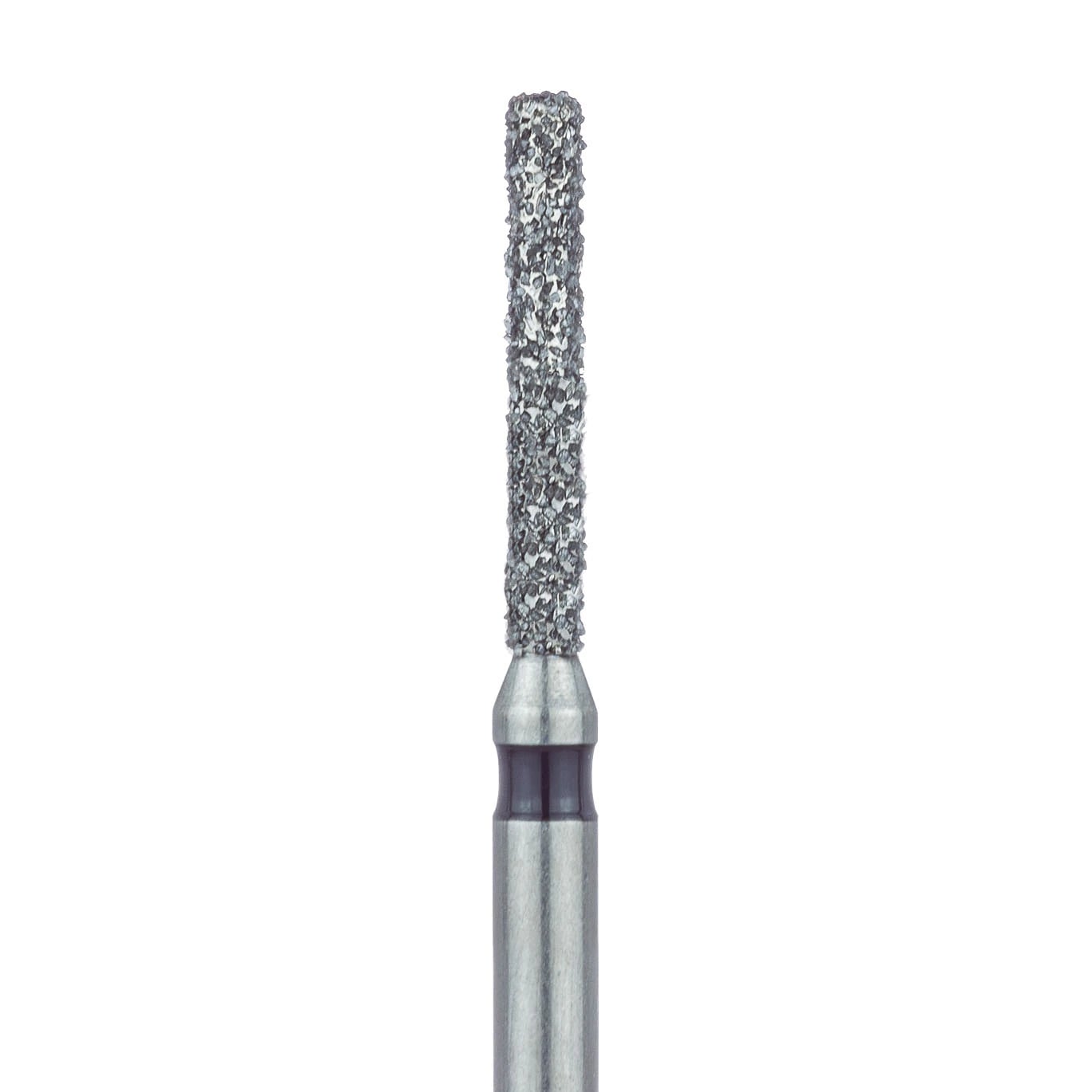 Meisinger 837LH-012-FG Diamond Bur, Super Coarse, Black Ring, Cylinder, Flat End, Long Shank, Friction Grip, 1.2 mm Head Diameter, 8.0 mm Head Length, 5/Pkg