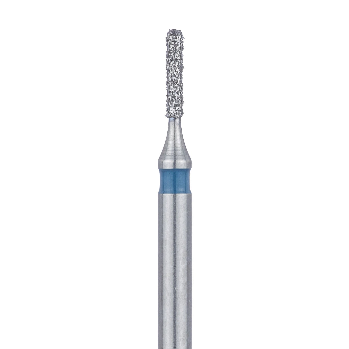 Meisinger 838-008-FG Medium Diamond Bur, Round End Cylinder, Friction Grip, 0.8 mm Head Diameter, 4.0 mm Head Length, Blue Ring, 5/Pack