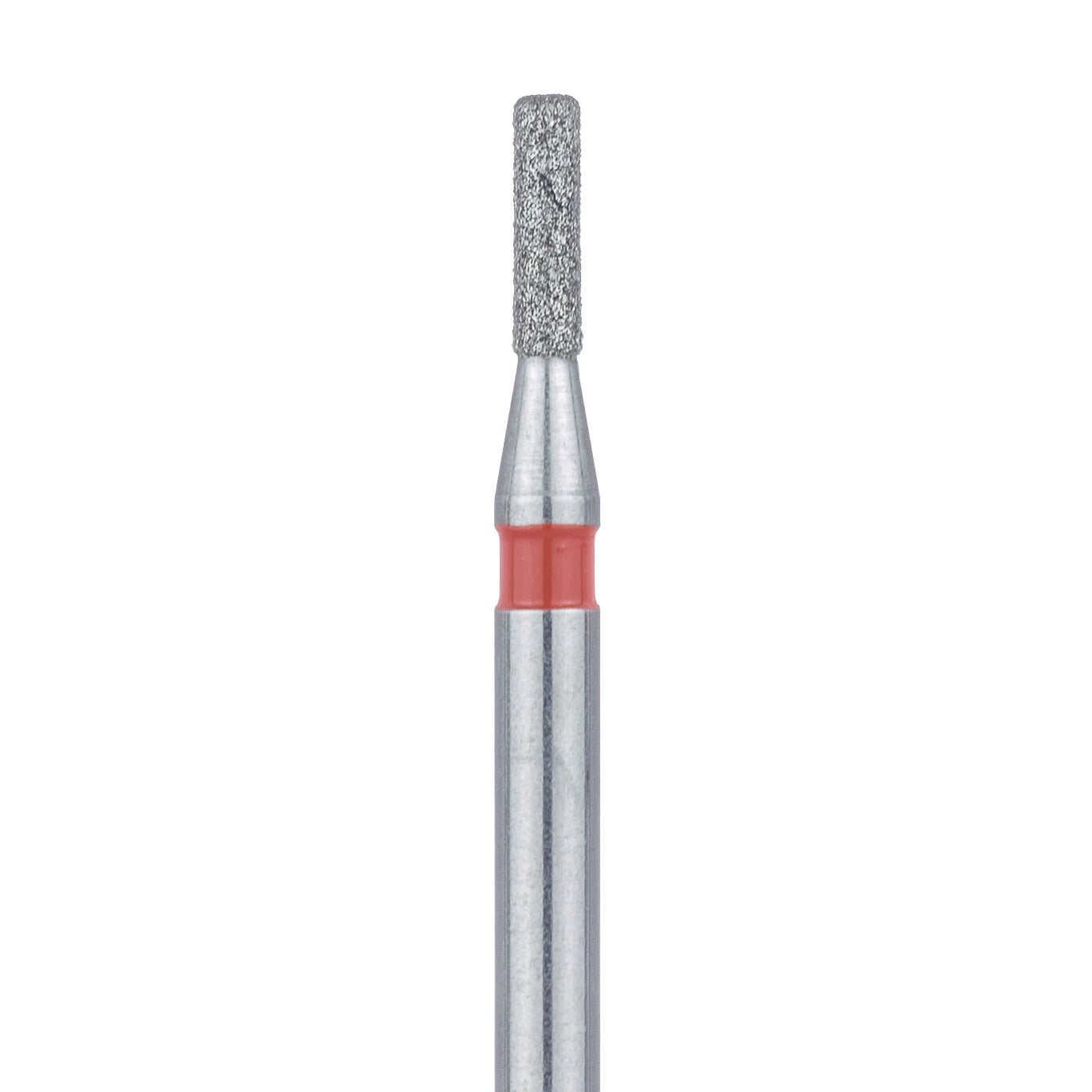 Meisinger 840F-010-FG Fine Diamond Bur, Round-Edge Cylinder, Friction Grip, 1.0 mm Head Diameter, 4.0 mm Head Length, Red Ring, 5/Pk