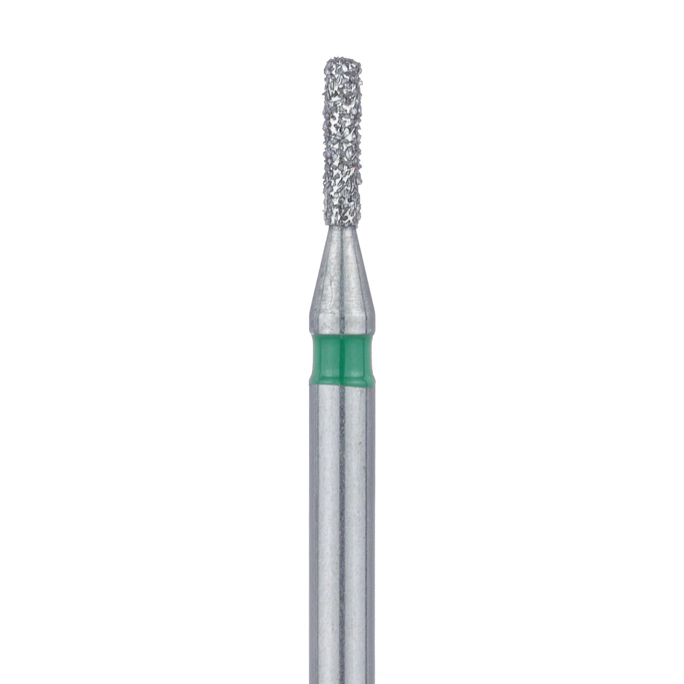 Meisinger 840G-010-FG Coarse Diamond Bur, Round Edge Cylinder, Friction Grip, 1.0 mm Head Diameter, Green Ring, 5/Pack
