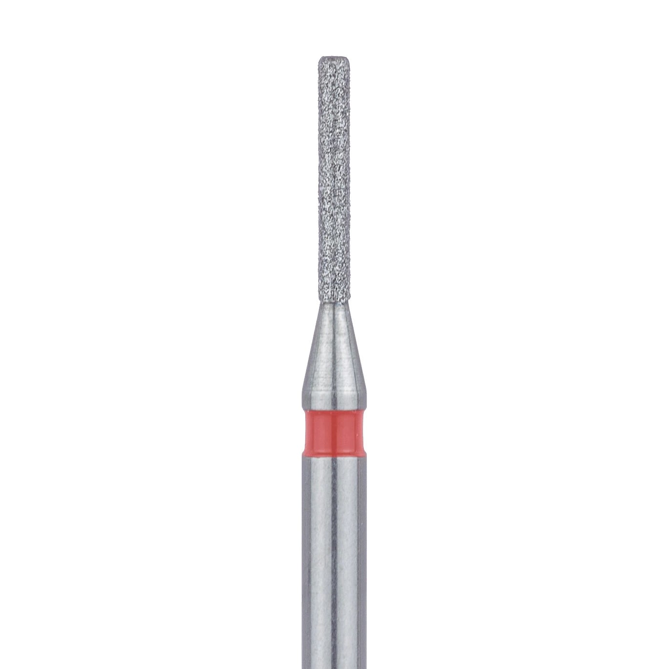 Meisinger 841F-008-FG Fine Diamond Bur, Round Edge Cylinder, Friction Grip, 0.8 mm Diameter, 6 mm Working Length, Red Ring, 5/Pack