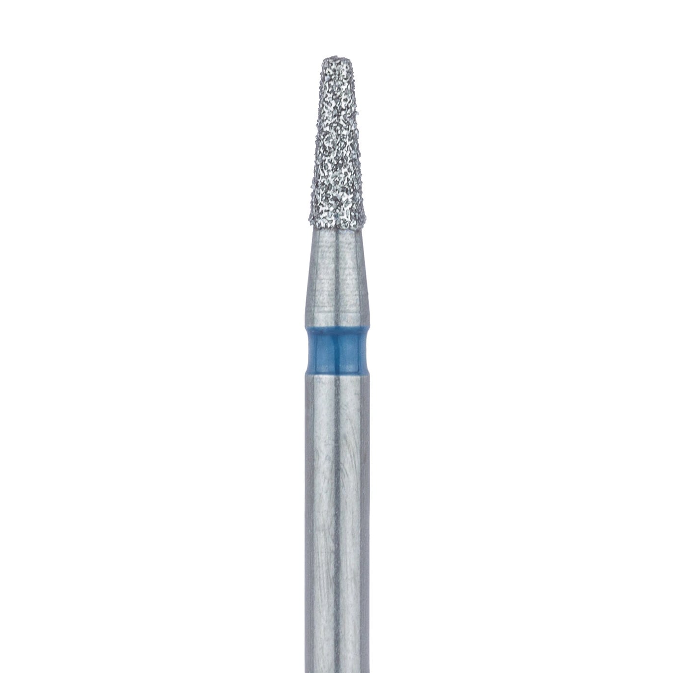 Meisinger 845-014-FG Diamond Bur, Medium Grit, Flat End Taper, Friction Grip, 1.4 mm Head Diameter, 4.0 mm Head Length, Blue Ring, 5/Pkg
