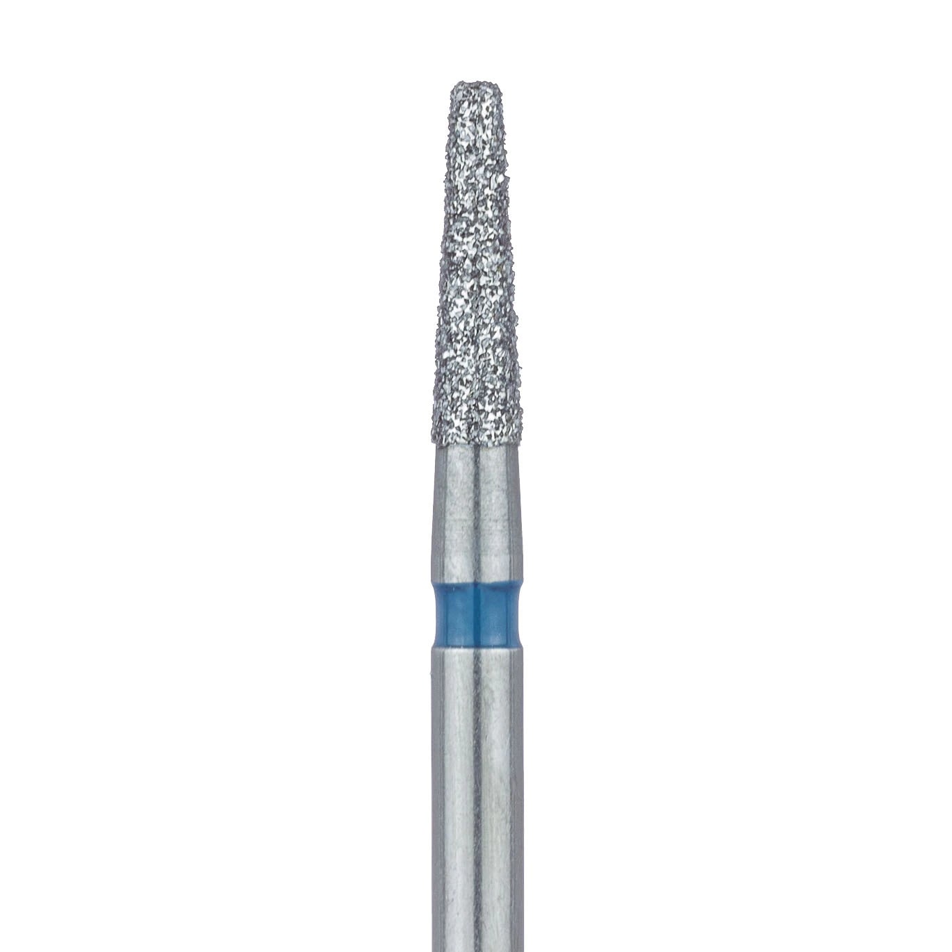 Meisinger 846-016-FG Diamond Bur, Medium Grit, Flat End Taper, Friction Grip, 1.6 mm Head Diameter, 6.0 mm Head Length, Blue Ring, 5/Pkg