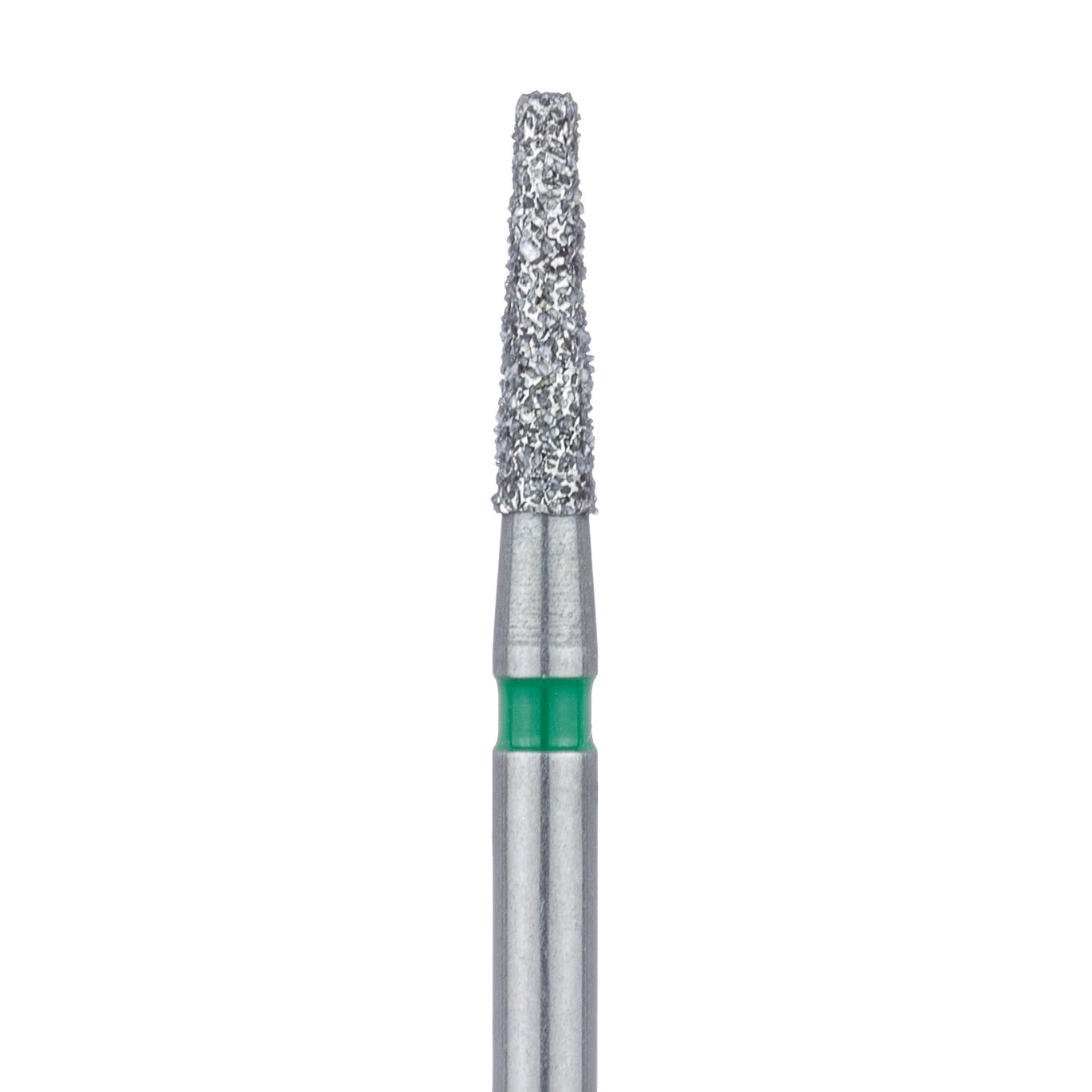 Meisinger 846G-016-FG Coarse Diamond Bur, Flat End Tapered, Friction Grip, 1.6 mm Head Diameter, 6.0 mm Head Length, Green Ring, 5/Pack