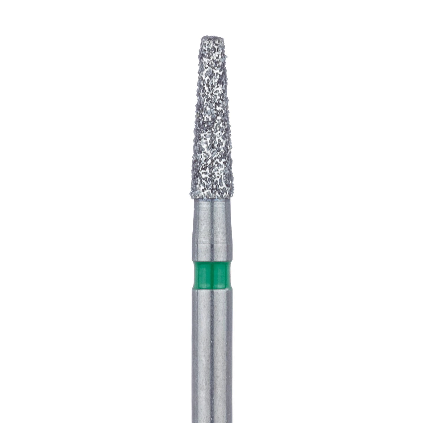 Meisinger 846RG-016-FG Diamond Bur, Round Edge Tapered, Coarse Grit, Green Ring, 1.6 mm Head Diameter, 6.0 mm Head Length, Friction Grip, 5/Pack