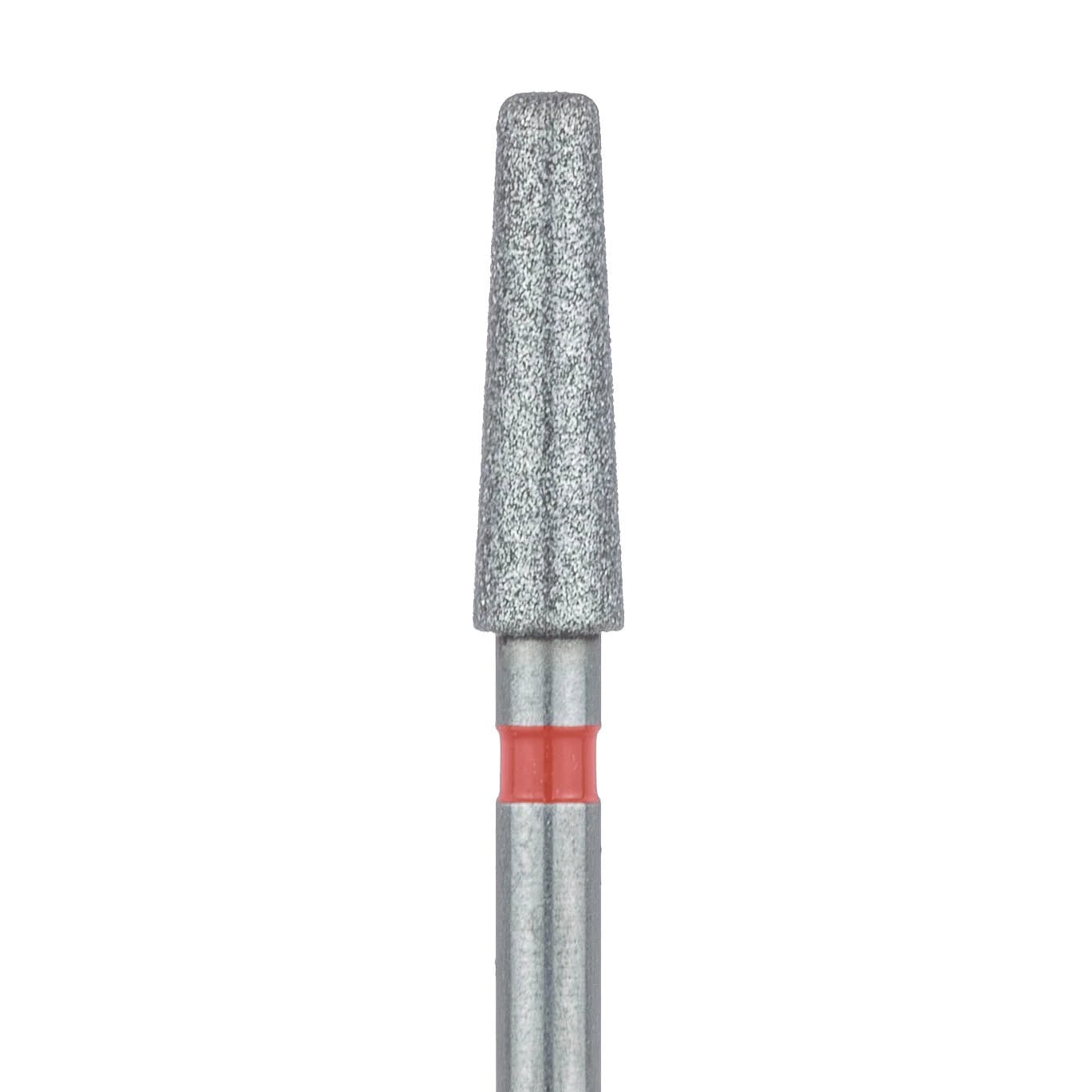 Meisinger 847RF-023-FG Fine Diamond Bur, Round Edge Tapered, Friction Grip, 2.3 mm Head, 8 mm Working Length, Red Ring, 5/Pack