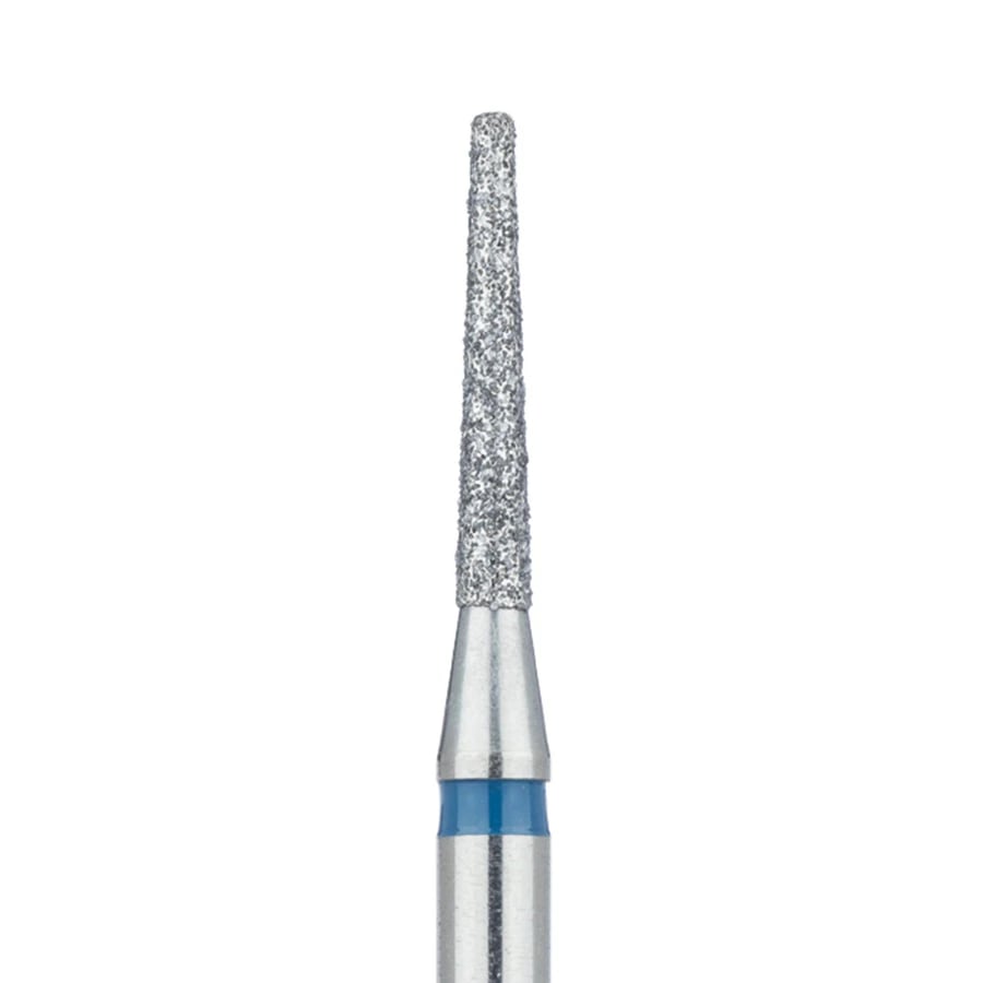 Meisinger Diamond Bur 848-016-HP, Medium Grit, Blue Ring, Flat End Tapered, 1.6 mm Diameter, 10 mm Head Length, Handpiece (HP), Pack of 5