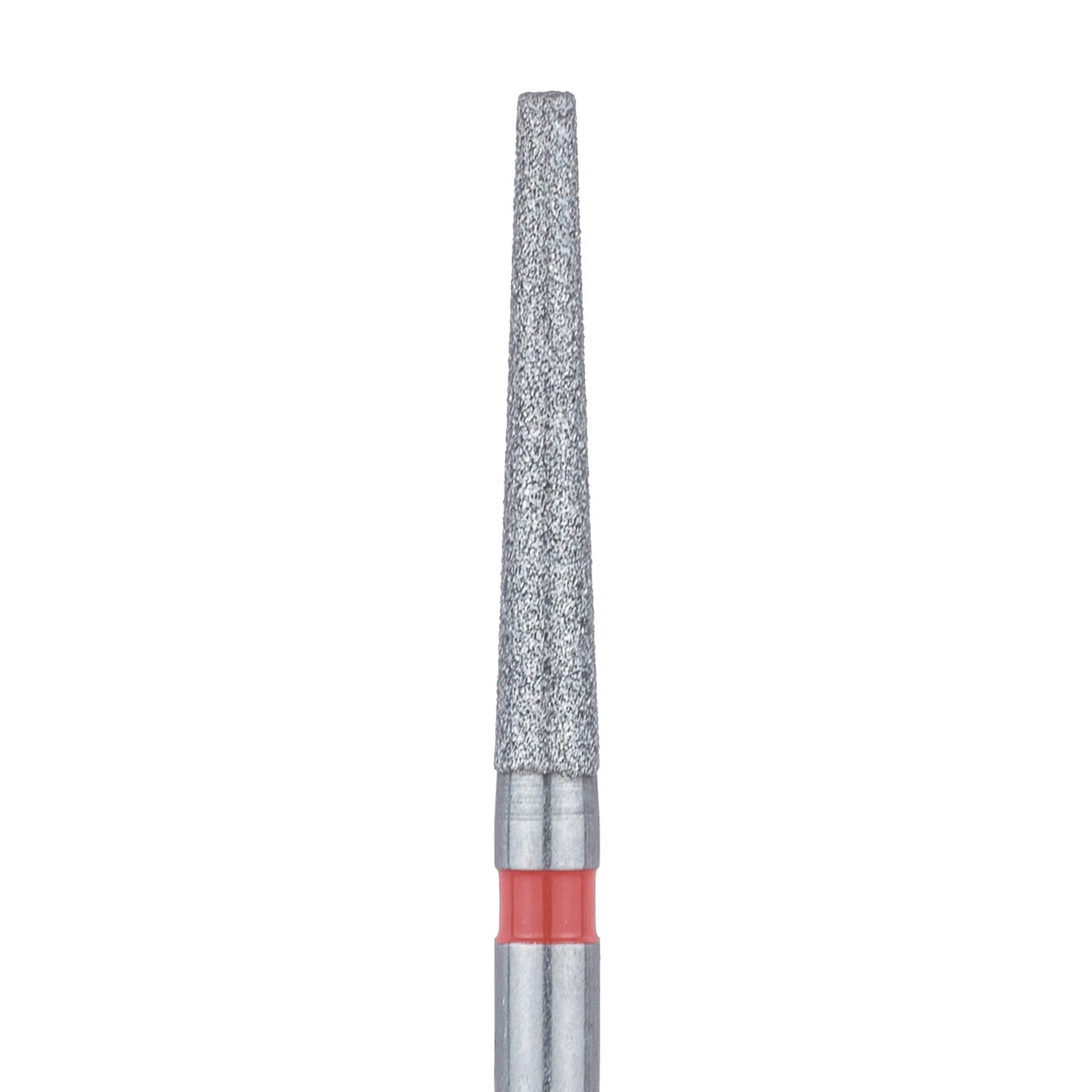 Meisinger 848F-016-FG Fine Diamond Bur, Flat End Taper, Friction Grip, 1.6 mm Head Diameter, 10 mm Working Length, Red Ring, 5/Pkg