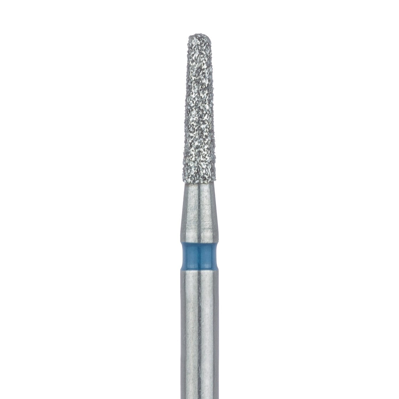 Meisinger 849-014-FG Multi-Use Diamond Bur, Round End Tapered, Medium Grit, Blue Ring, 1.4 mm Head Diameter, 6.0 mm Head Length, Friction Grip, 5/Pk