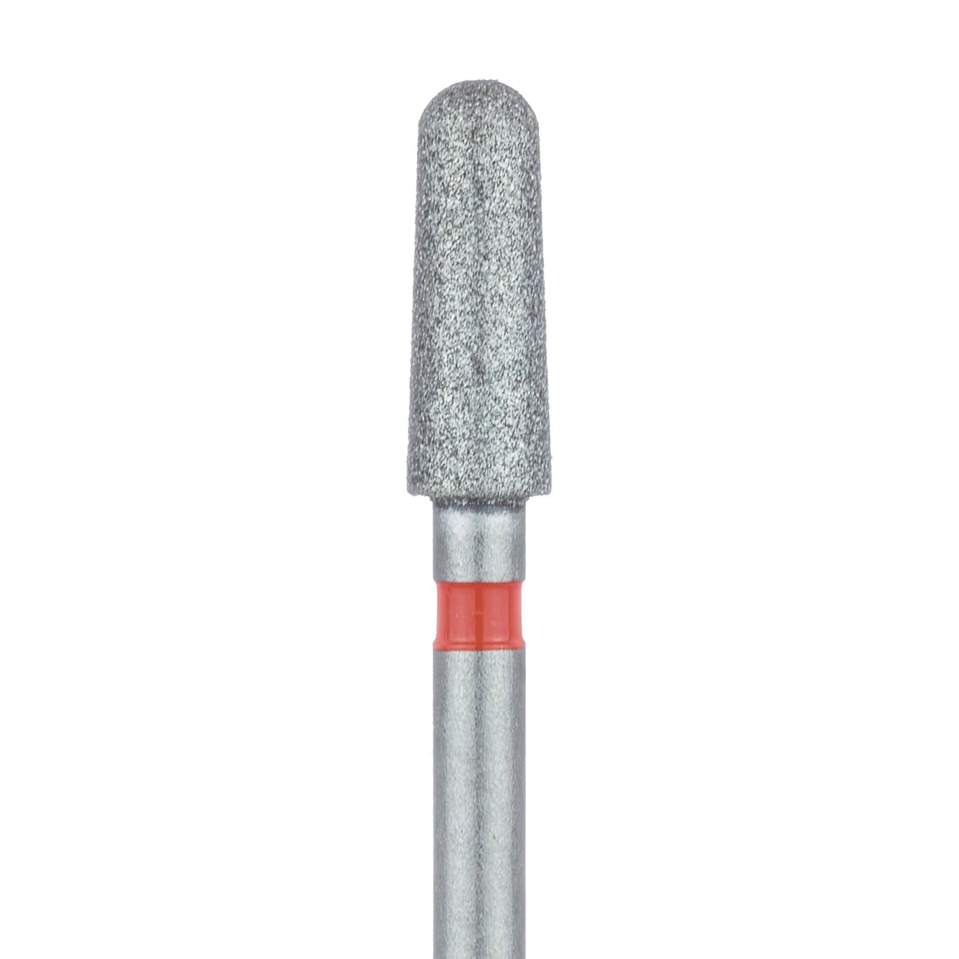 Meisinger 849F-025-FG Fine Diamond Bur, Round End Taper, Friction Grip, 2.5 mm Head, 7 mm Working Length, Red Ring, 5/Pk