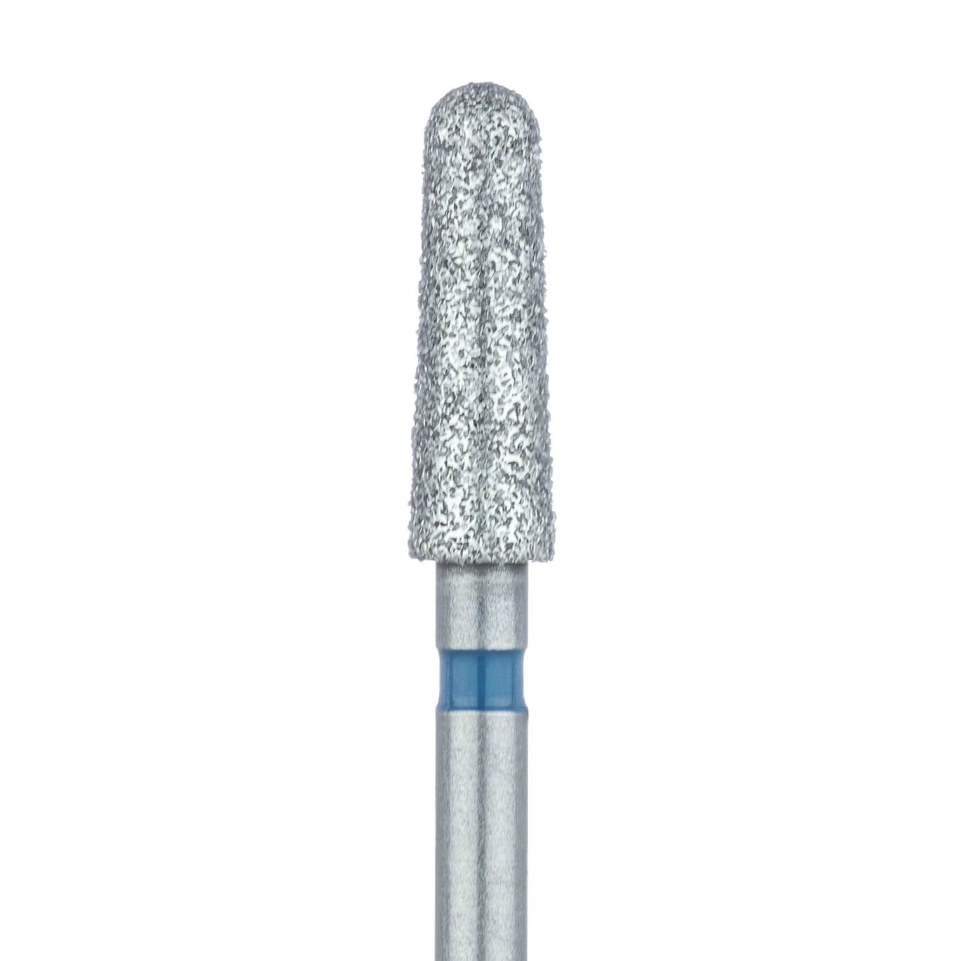 Meisinger 850-025-FG Medium Diamond Bur, Round End Tapered (Chamfer), Friction Grip, 2.5 mm Head Diameter, 8 mm Working Length, Blue Ring, 5/Pk