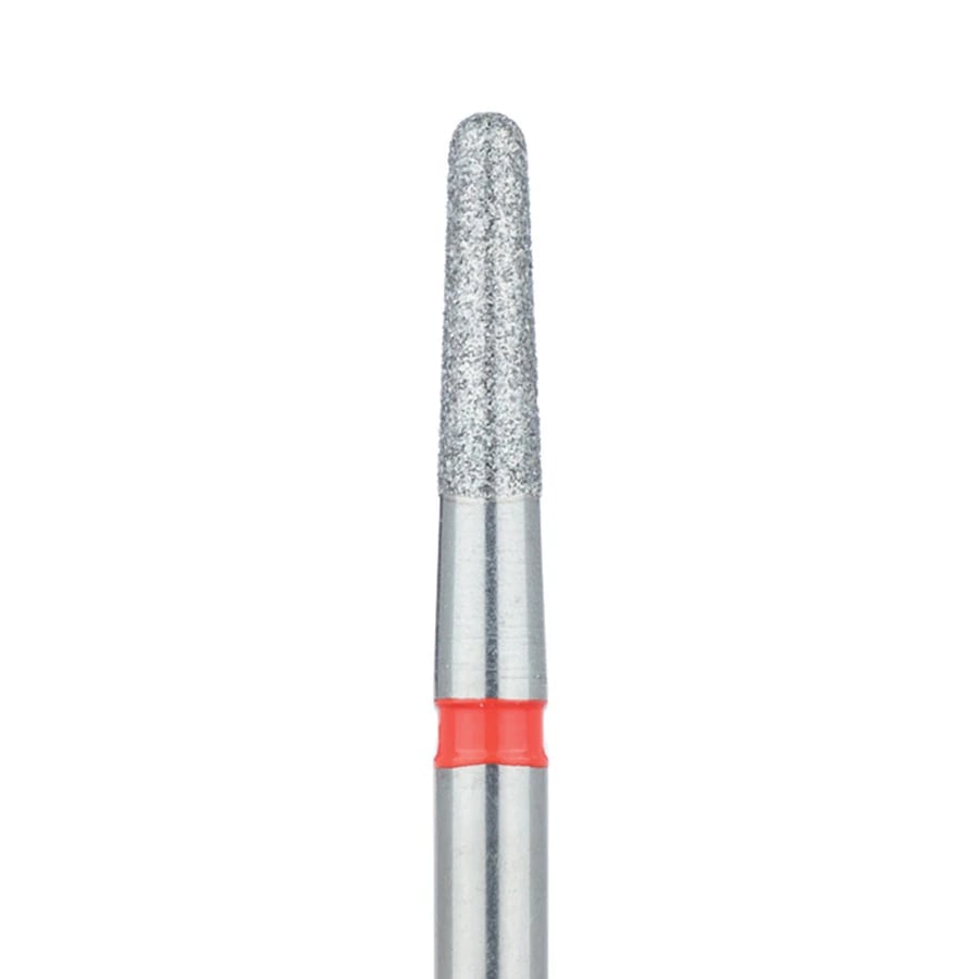 Meisinger 850F-025-HP Fine Diamond Bur, Round End Tapered (Chamfer), 2.5 mm Diameter, 8 mm Working Length, Handpiece (HP) Shank, 5/Pack