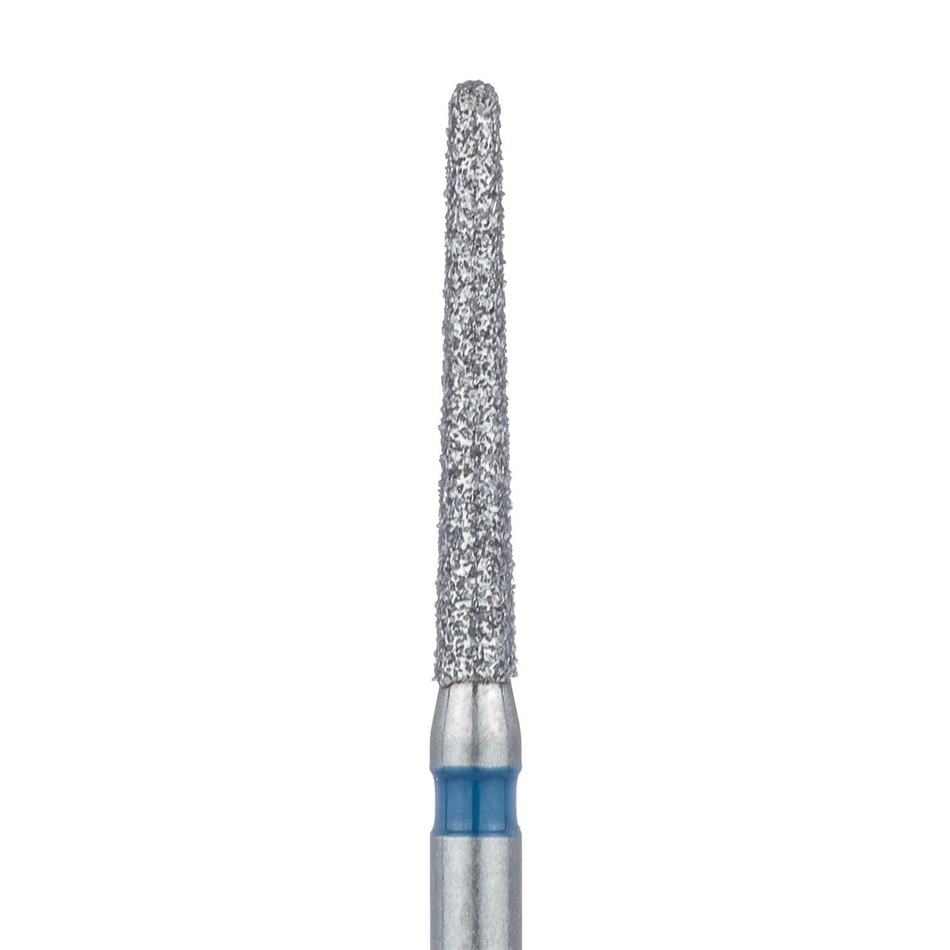 Meisinger 852-014-FG Diamond Bur, Medium Grit, Round End Tapered (Cone), Friction Grip, 1.4 mm Head Diameter, 10.0 mm Head Length, Blue Ring, 5/Pkg