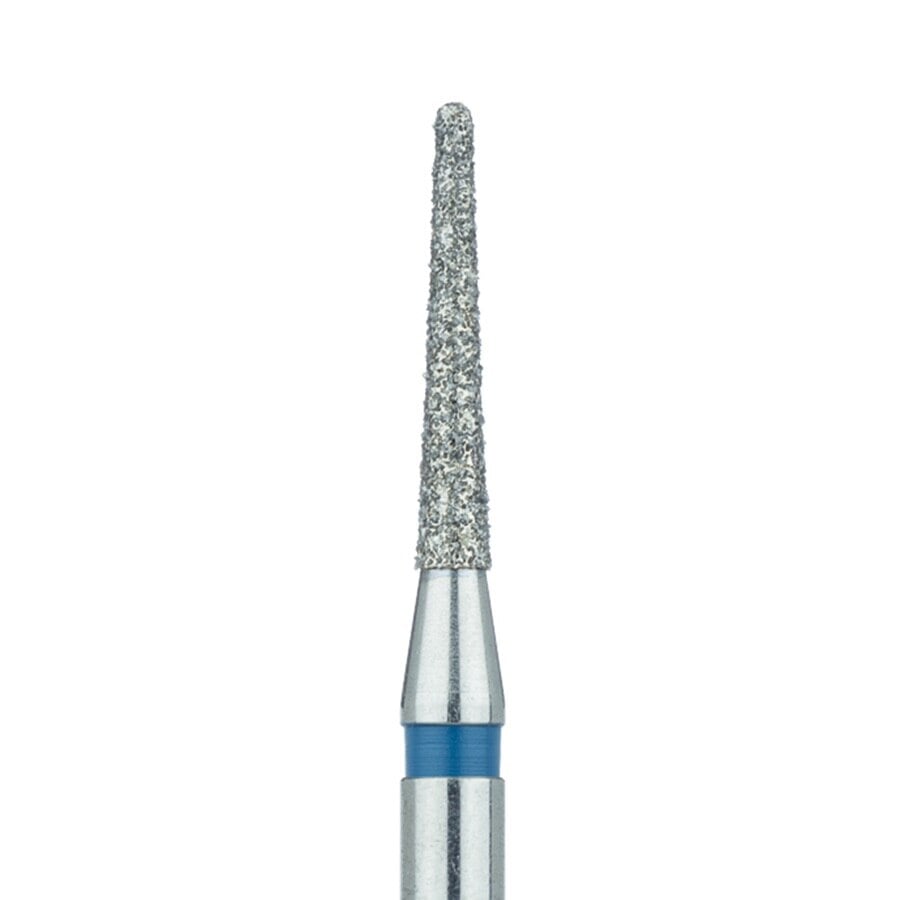 Meisinger Diamond Bur, HP, Medium Grit, Blue Ring, Round End Tapered, 1.6 mm, #852-016, Pack of 5