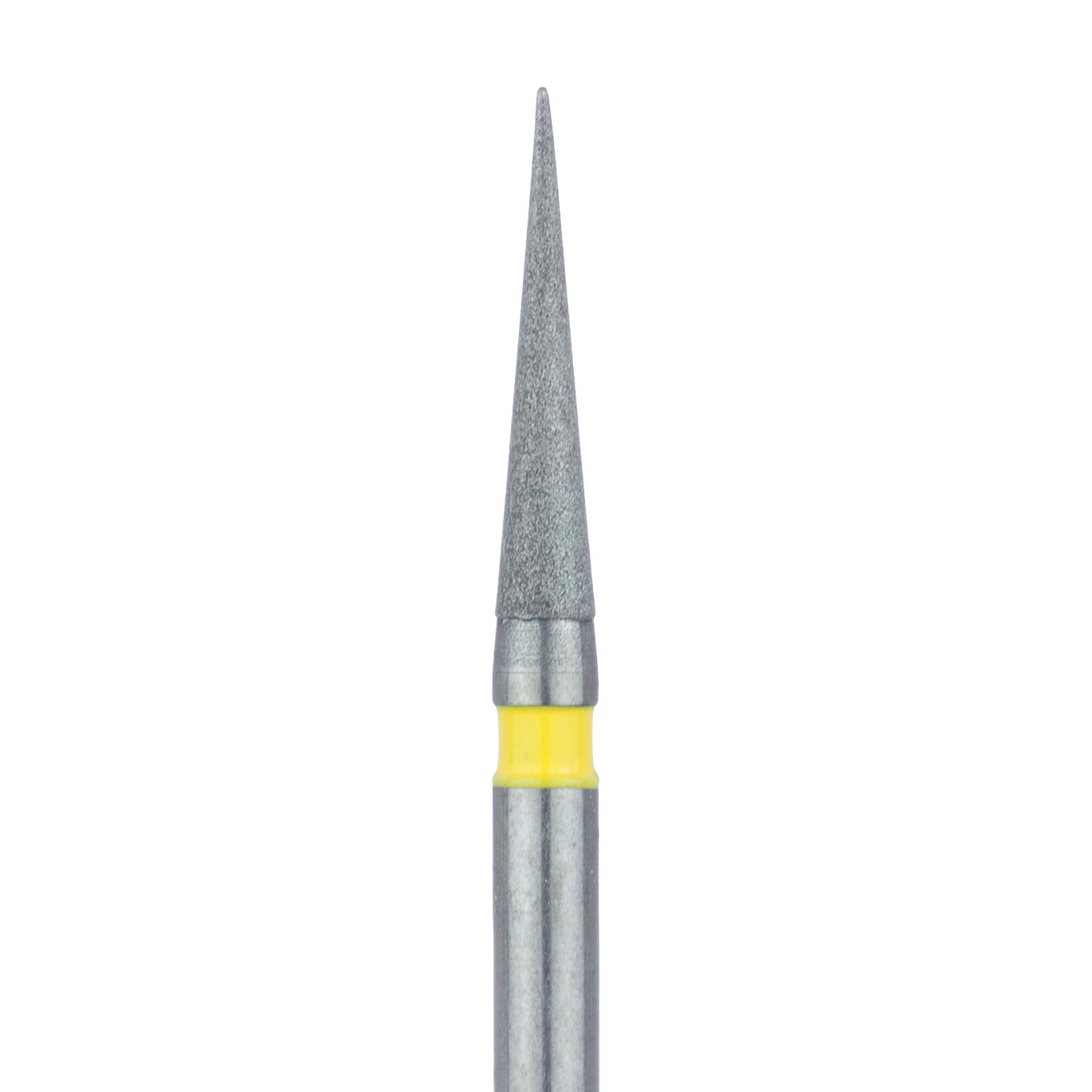 Meisinger 858C-014-FG Diamond Bur, Extra Fine (Yellow), Needle Shape, Friction Grip, 1.4 mm Head Diameter, 8.0 mm Head Length, 5/Pkg