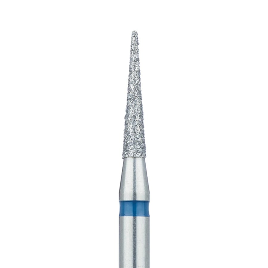 Meisinger 859-018-HP Multi-Use Diamond Bur, Needle Shape, Medium Grit (Blue), 1.8 mm Head, 10 mm Working Length, HP Shank, 5/Pack
