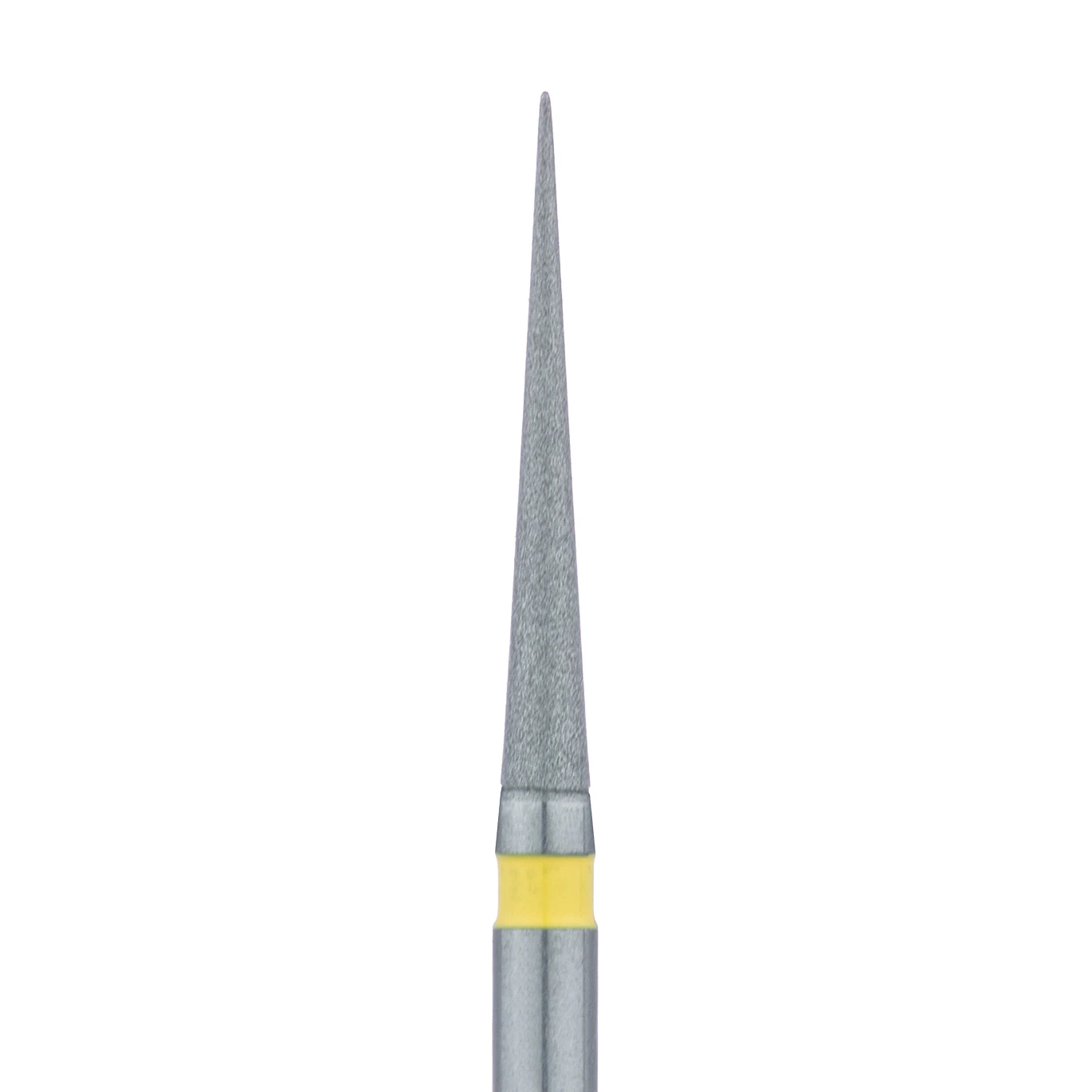 Meisinger 859C-012-FG Diamond Bur, Extra Fine (Yellow), Needle Shape, 1.2 mm Head Diameter, 10 mm Head Length, Friction Grip, 5/Pkg