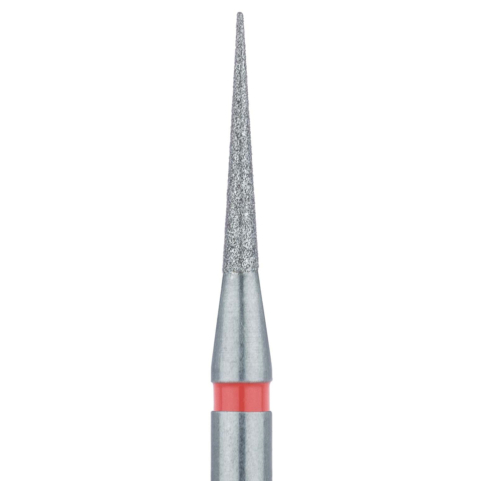 Meisinger 859F-014-RA Fine Diamond Bur, Needle Shape, 1.4 mm Head, 10 mm Working Length, Right Angle, 5/Pk
