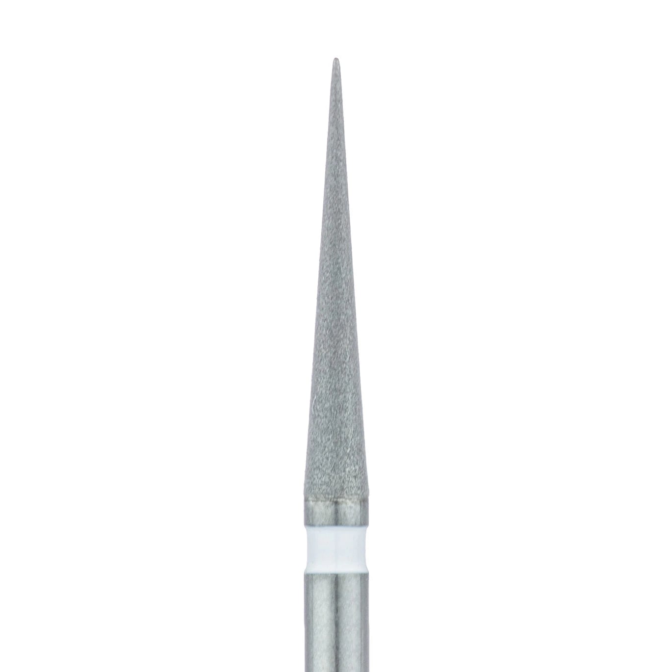 Meisinger 859U-014-FG Diamond Bur, FG, Ultra Fine, White, Needle, Point End, 1.4 mm Head Diameter, 10.0 mm Head Length, 5/Pkg