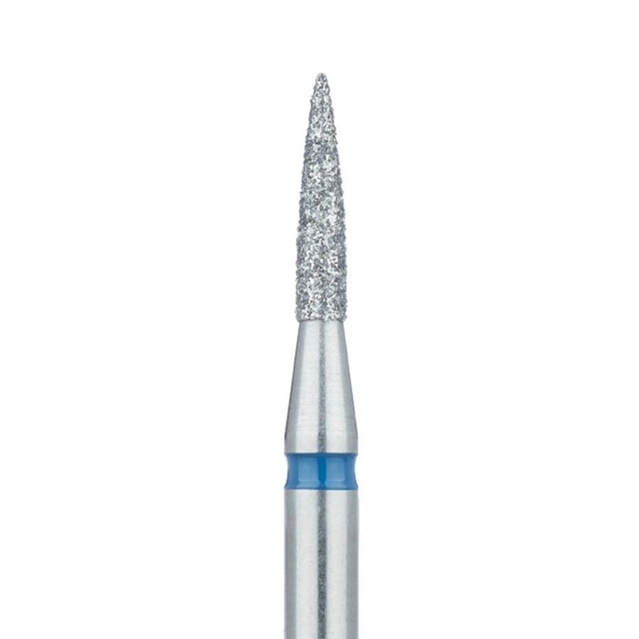 Meisinger 862-016-HP Diamond Bur, Flame Shape, Medium Grit, 1.6 mm Diameter, HP Shank, 5/Pack