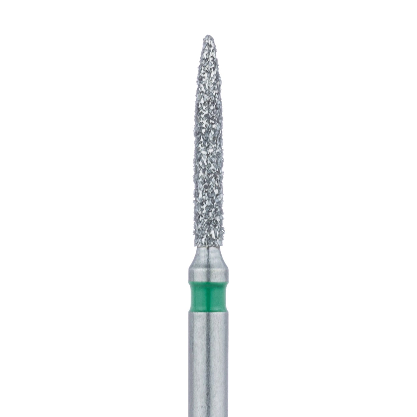 Meisinger Multi-Use Diamond Bur, FGSS, Flame, #862G, 1.2 mm Head, 8 mm Working Length, Coarse, Green, 5/Pk, 862G-012-SS