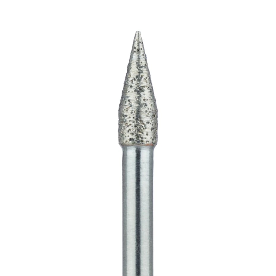 Meisinger 862S-031-HP Sintered Diamond Bur, Flame Shape, Medium Grit, 3.1 mm Diameter, 8 mm Working Length, HP Shank, 1 Each