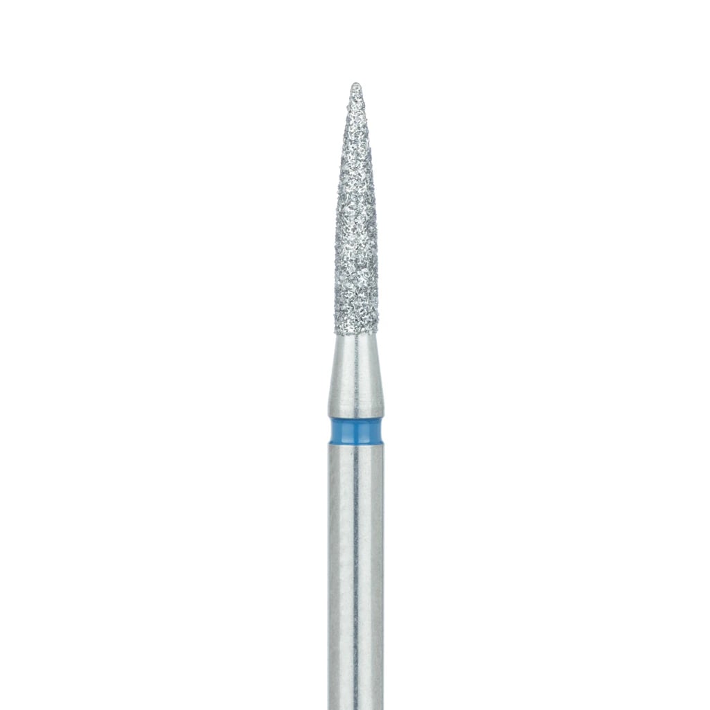 Meisinger 863-018-HP Diamond Bur, Medium Grit, Flame Shape, Long, 1.8 mm Diameter, Handpiece (HP), 5/Pack