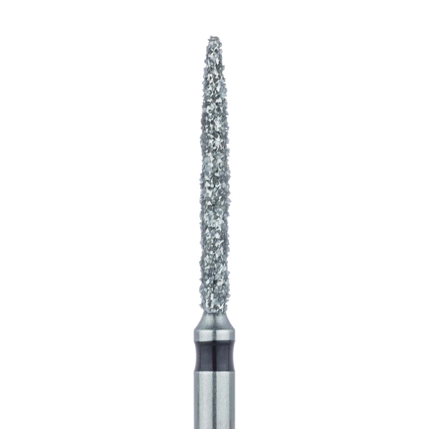 Meisinger 863H-012-FG Diamond Bur, Super Coarse, Black, Long Flame, Friction Grip, 1.2 mm Head Diameter, 10 mm Head Length, 5/Pkg