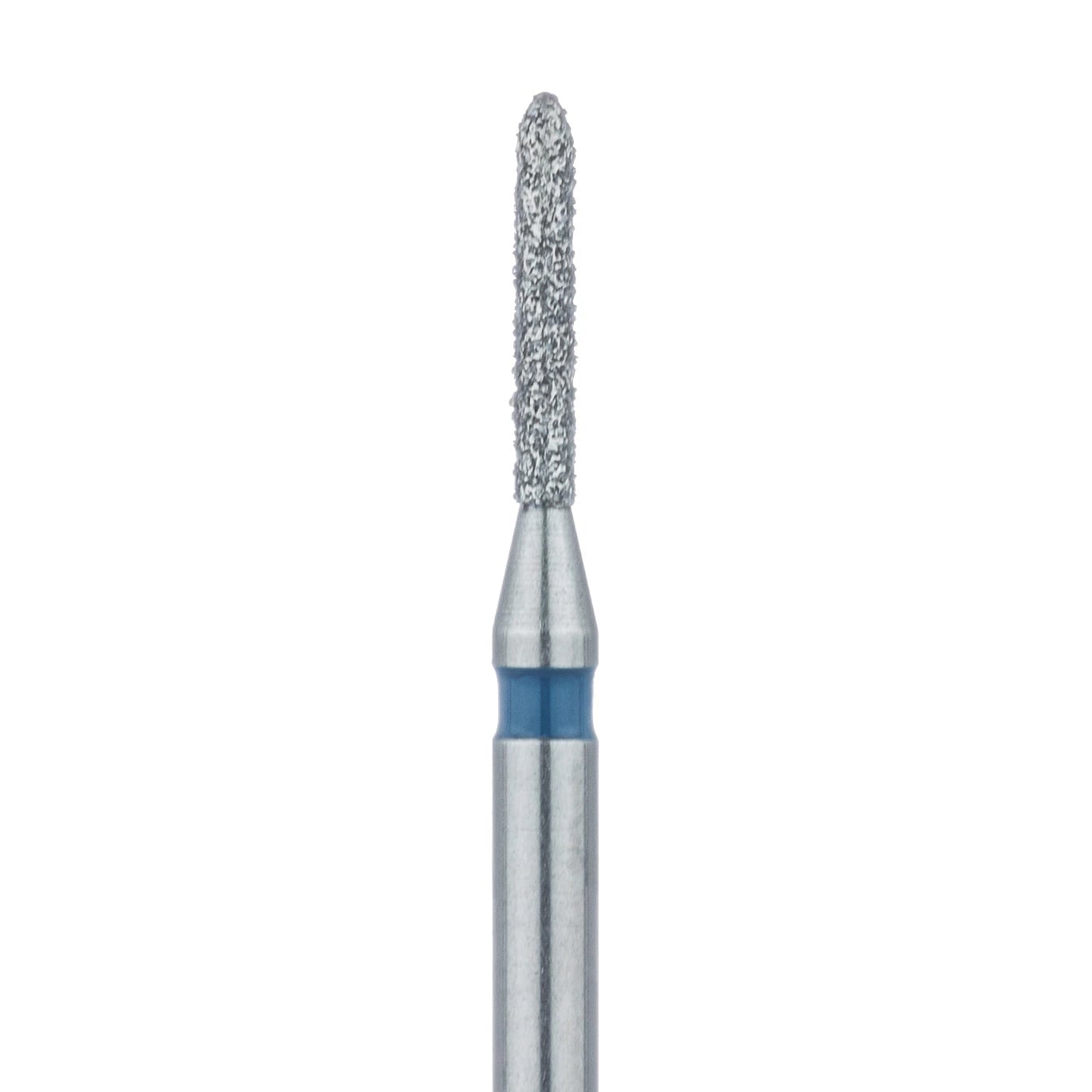 Meisinger 867-009-FG Medium Grit Diamond Bur, Torpedo/Cylinder with Bevel End, Friction Grip, 0.9 mm Head Diameter, 6.0 mm Head Length, Blue Ring, 5/Pkg