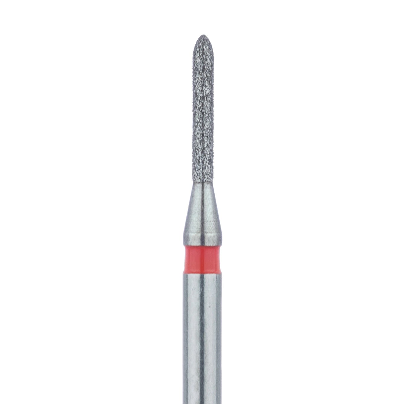 Meisinger 867F-009-FG Fine Grit Friction Grip Diamond Bur, Torpedo/Cylinder with Bevel End, 0.9 mm Head Diameter, 6.0 mm Head Length, Red Ring, 5/Pkg