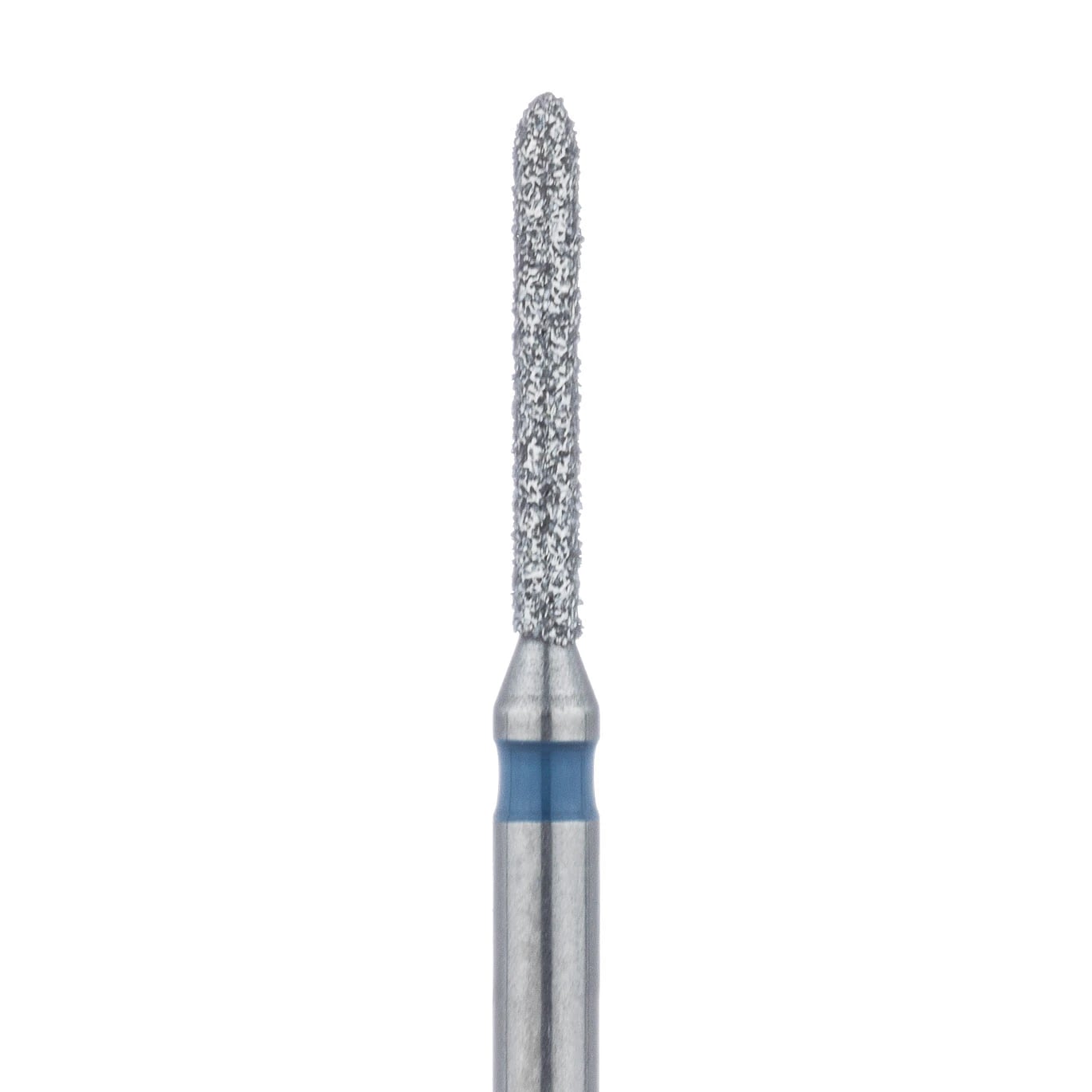 Meisinger 868-010-FG Diamond Bur, FG, Medium Grit, Blue Ring, Torpedo/Cylinder with Bevel End, 1.0 mm Head Diameter, 8.0 mm Head Length, 5/Pkg