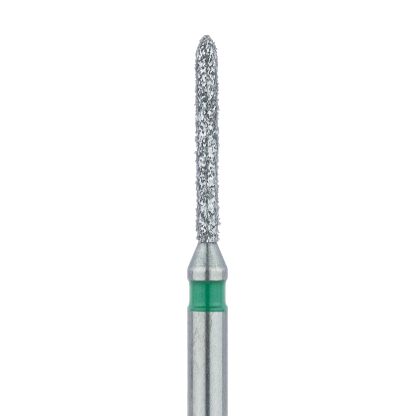 Meisinger 868G-010-FG Diamond Bur, FG, Coarse (Green), Torpedo, 1.0 mm Head Diameter, 8.0 mm Head Length, 5/Pkg