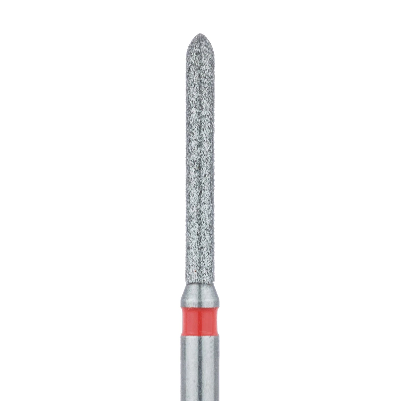 Meisinger 869F-012-FG Fine Grit Long Torpedo Diamond Bur, Friction Grip, 1.2 mm Head Diameter, 10.0 mm Head Length, Red Ring, 5/Pkg