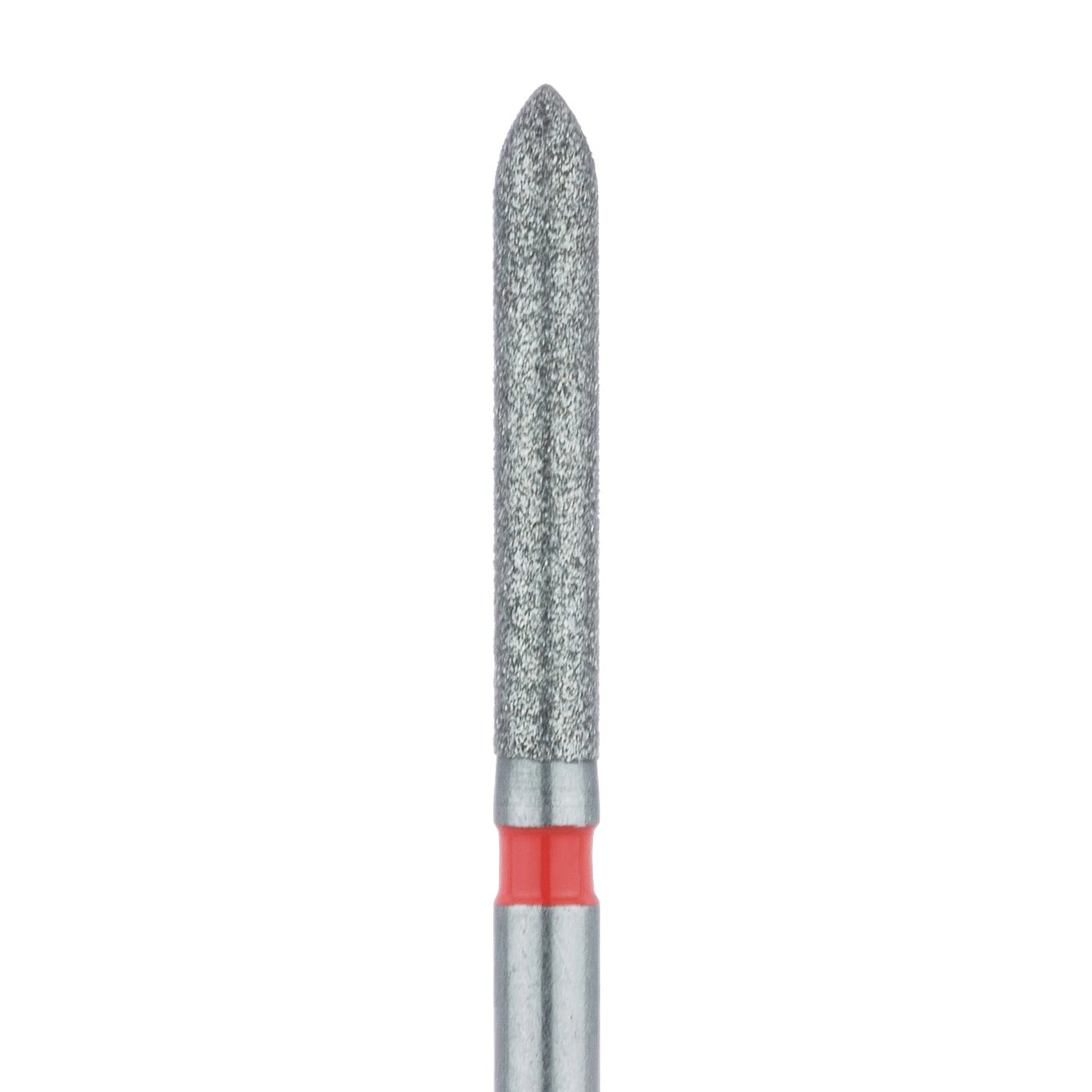 Meisinger Multi-Use Diamond Bur, Friction Grip, Long Torpedo with Beveled Tip, 869F, 1.6 mm, Fine, Red, 5/Pk, 869F-016-FG
