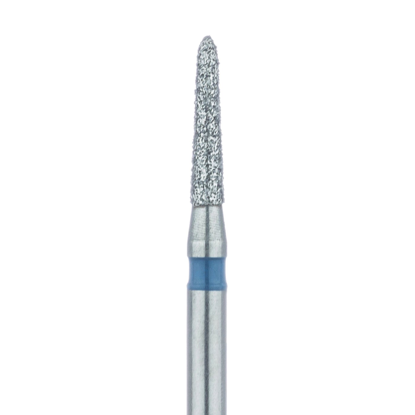 Meisinger 877-014-FG Diamond Bur, Medium Grit, Blue Ring, Tapered Torpedo/Cylinder, Bevel End, Friction Grip, 1.4 mm Head Diameter, 6.5 mm Head Length, 5/Pkg