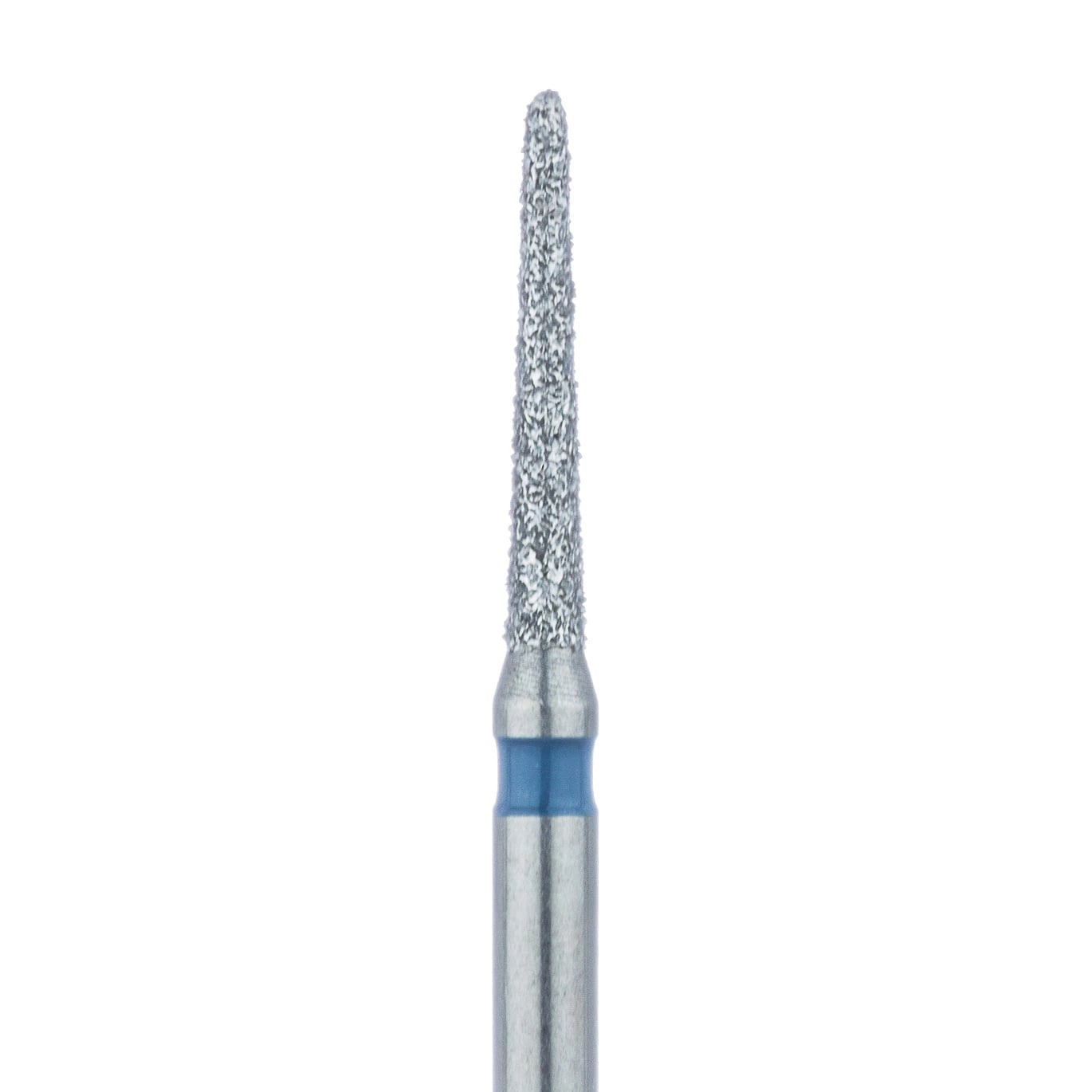 Meisinger 878-012-FG Diamond Bur, Medium Grit, Blue Ring, Tapered Torpedo/Cylinder, Bevel End, 1.2 mm Head Diameter, 8.0 mm Head Length, Friction Grip, 5/Pkg