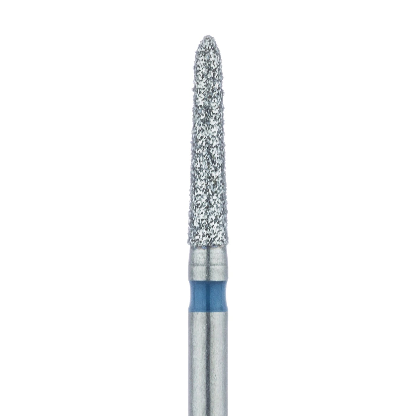 Meisinger 878-016-FG Diamond Bur, Medium Grit, Blue Ring, Tapered Torpedo/Cylinder, Bevel End, Friction Grip, 1.6 mm Head Diameter, 8.0 mm Head Length, 5/Pkg
