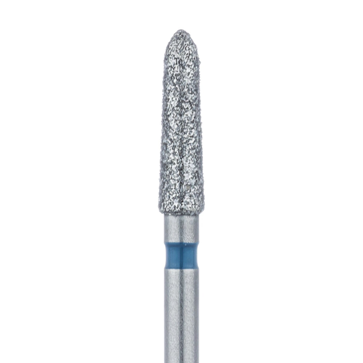 Meisinger 878-021-FG Diamond Bur, FG, Medium Grit, Blue Ring, Cylinder/Bevel End, 2.1 mm Head Diameter, 8.0 mm Head Length, 5/Pkg
