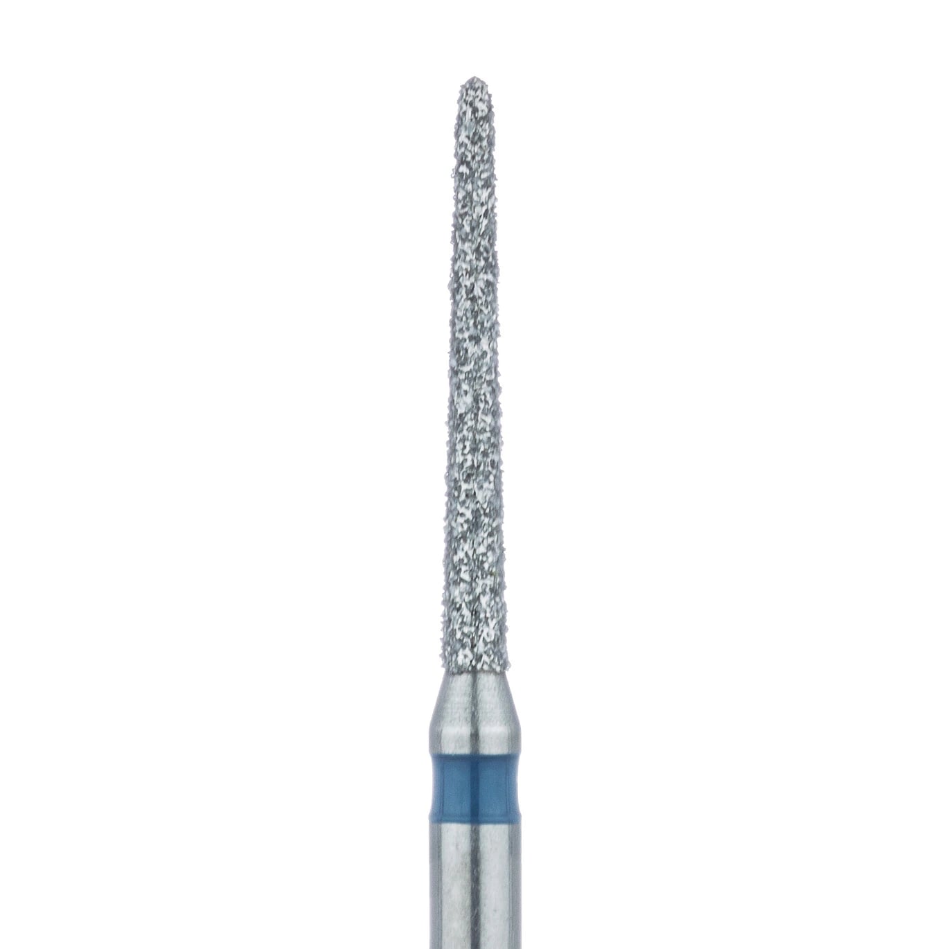 Meisinger 879-012-FG Diamond Bur, FG, Medium Grit, Blue Ring, Tapered Torpedo/Bevel End, 1.2 mm Head Diameter, 10 mm Head Length, 5/Pkg