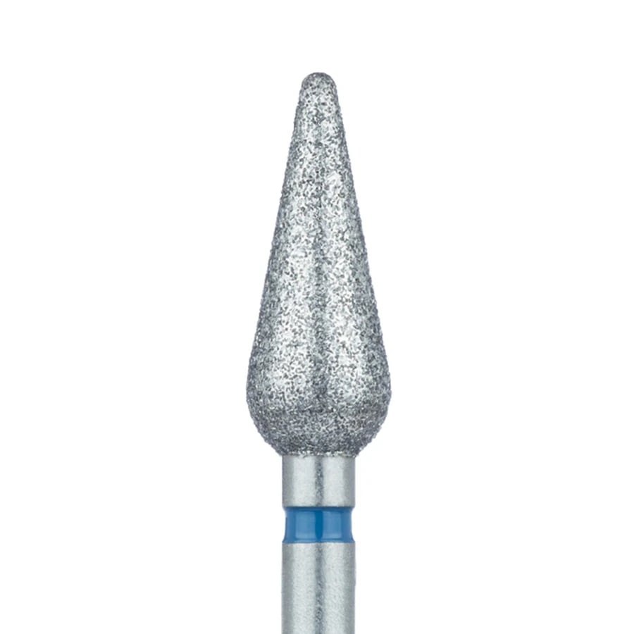 Meisinger 879-047-HP Multi-Use Diamond Bur, Medium Grit, Tapered Torpedo/Chamfer, 4.7mm Diameter, 12mm Working Length, HP Shank, 2/Pk