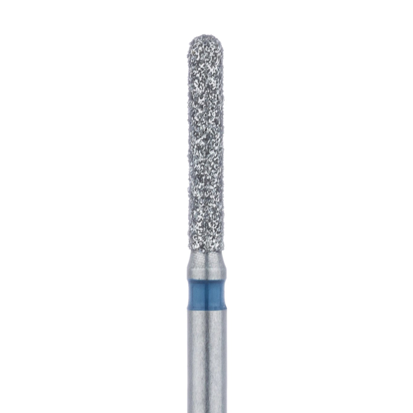 Meisinger 881-014-FG Medium Grit Diamond Bur, Round End Cylinder, Friction Grip, 1.4 mm Head Diameter, 8.0 mm Head Length, Blue Ring, 5/Pack