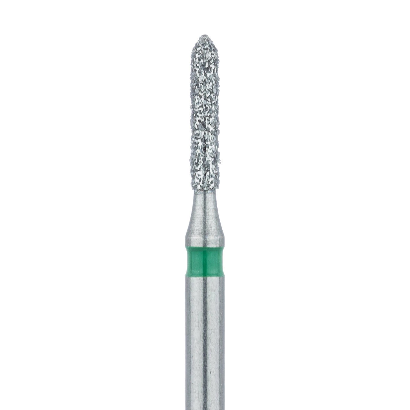 Meisinger 884G-012-FG Diamond Bur, Coarse (Green), Pointed Cylinder with Bevel Tip, Friction Grip, 1.2 mm Head Diameter, 6.0 mm Head Length, 5/Pkg