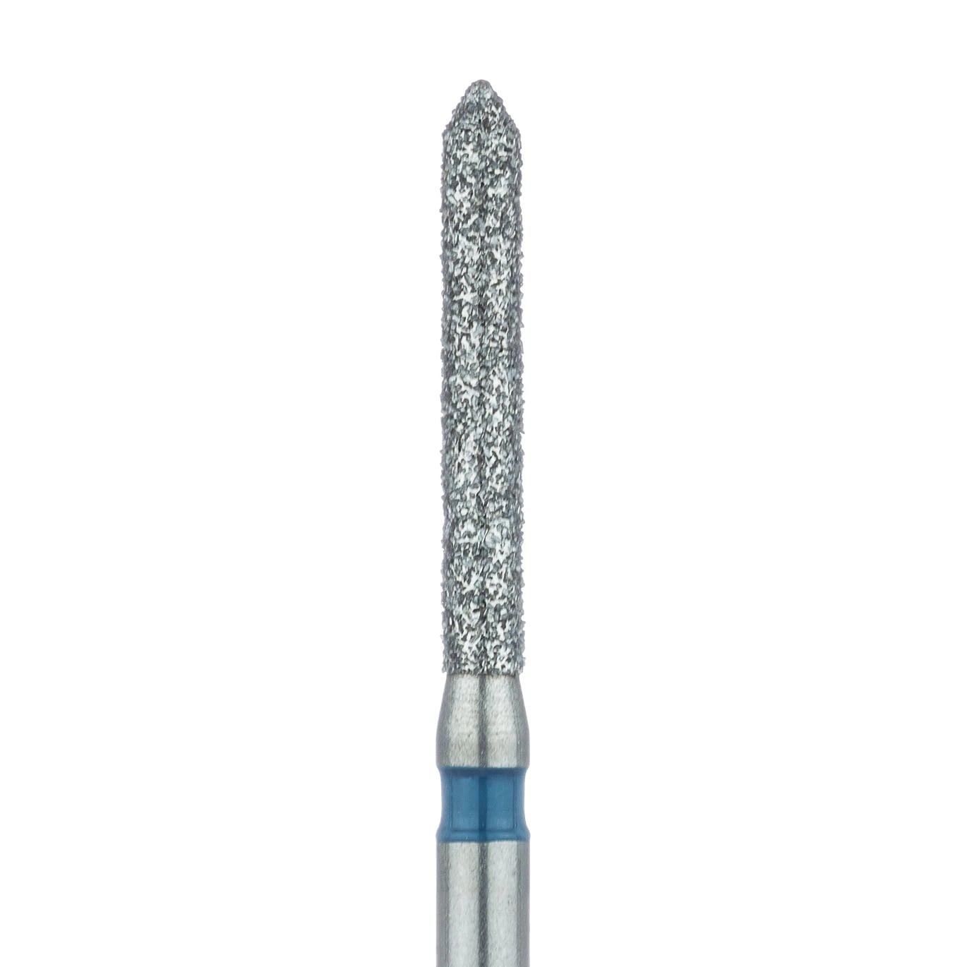 Meisinger Diamond Bur FG, Medium Grit, Blue Ring, Cylinder with Bevel Tip, 1.4 mm Head Diameter, 10 mm Working Length, 886-014, Pack of 5